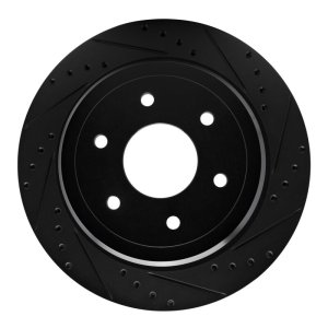 Nissan Titan XD Brake Rotor (1) - Rear Right - R1 Concepts - Drilled & Slotted - Black - `16-`24 Nissan Titan XD Brake Rotor (1) - Rear Right - R1 Concepts - Drilled & Slotted - Black - `16-`24